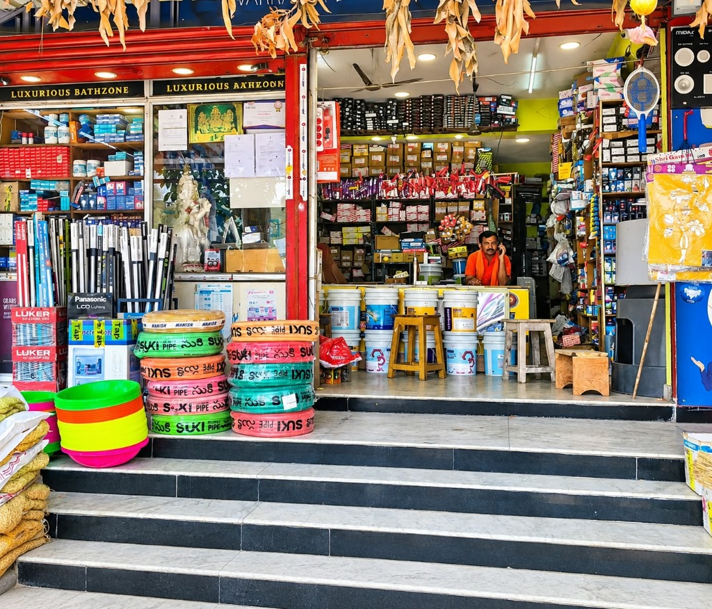 SRI RAM TRADERS Retail Counter & Entrance in Church Compound, Khammam